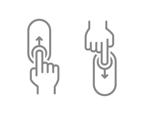 Set of up, down swipe gesture. Lock and unlock hand control symbol. On, off Stock Illustration