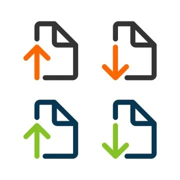 Set Download and Upload Document Icon Vector Template Illustration Design. Ve Stock Illustration