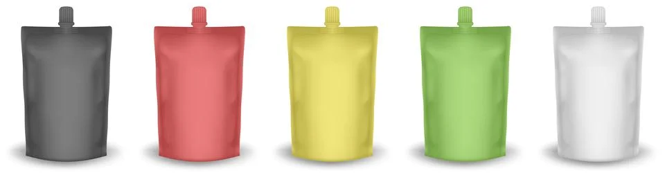 Set of doypack packaging with screw cap Stock Illustration
