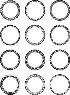 Set of dozen grunge vector templates for rubber stamps 库存插图