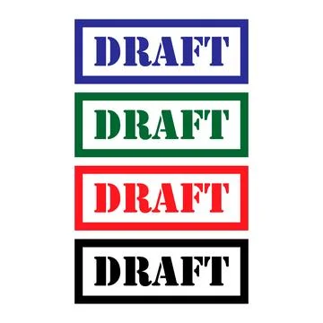 Set of Draft stamp symbol, label sticker sign button, text banner vector illu Stock Illustration
