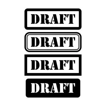 Set of Draft stamp symbol, label sticker sign button, text banner vector illu Stock Illustration