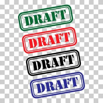Set of Draft stamp symbol, label sticker sign button, text banner vector illu Stock Illustration