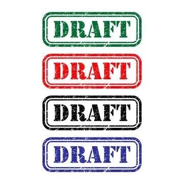 Set of Draft stamp symbol, label sticker sign button, text banner vector illu Stock Illustration