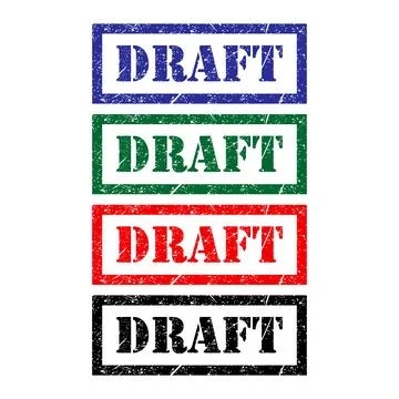 Set of Draft stamp symbol, label sticker sign button, text banner vector illu Stock Illustration