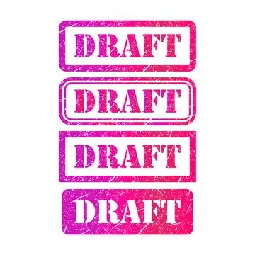 Set of Draft stamp symbol, label sticker sign button, text banner vector illu Stock Illustration