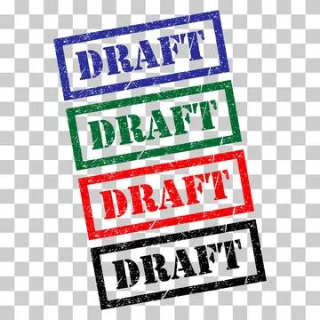 Set of Draft stamp symbol, label sticker sign button, text banner vector illu Illustrazione stock