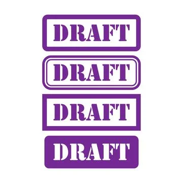 Set of Draft stamp symbol, label sticker sign button, text banner vector illu Stock Illustration