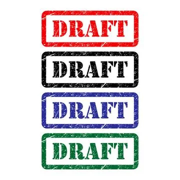 Set of Draft stamp symbol, label sticker sign button, text banner vector illu Stock Illustration