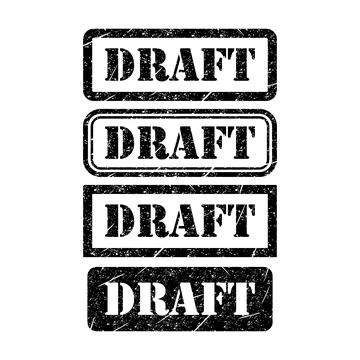 Set of Draft stamp symbol, label sticker sign button, text banner vector illu Stock Illustration