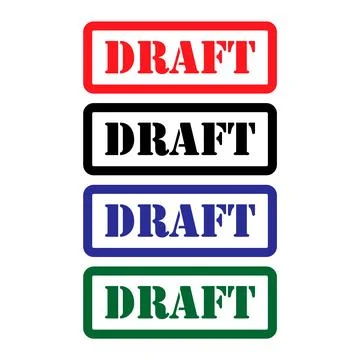 Set of Draft stamp symbol, label sticker sign button, text banner vector illu Stock Illustration