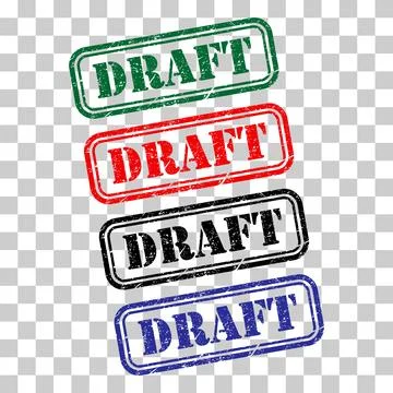 Set of Draft stamp symbol, label sticker sign button, text banner vector illu Stock Illustration