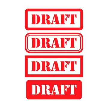 Set of Draft stamp symbol, label sticker sign button, text banner vector illu Stock Illustration