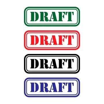Set of Draft stamp symbol, label sticker sign button, text banner vector illu Stock Illustration