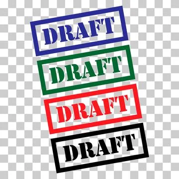 Set of Draft stamp symbol, label sticker sign button, text banner vector illu Stock Illustration