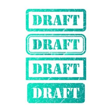 Set of Draft stamp symbol, label sticker sign button, text banner vector illu Stock Illustration