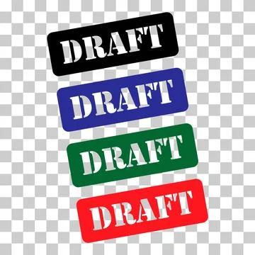 Set of Draft stamp symbol, label sticker sign button, text banner vector illu Illustrazione stock