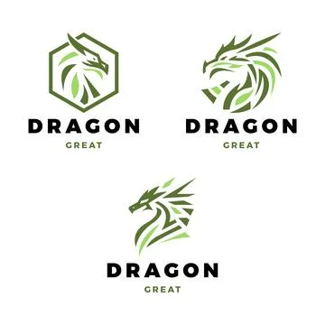 Set of Dragon Icon Logo Design Template Stock Illustration