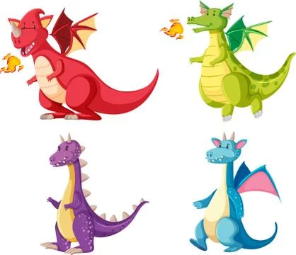 Set of dragon Vector illustration Design Stock Illustration