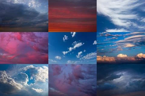 Set of dramatic sky Stock Photos