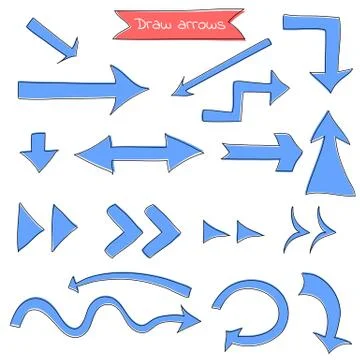 Set of draw arrows on white イラスト素材