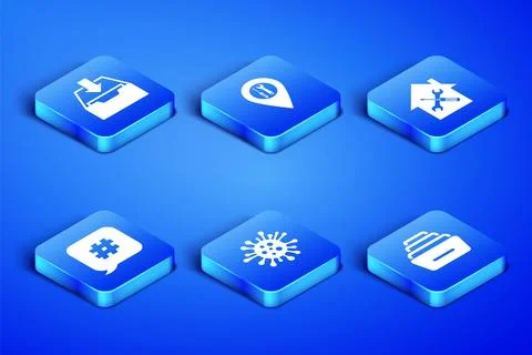 Set Drawer with documents, Download inbox, Bacteria, Hashtag speech bubble,.. イラスト素材