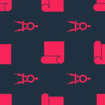 Set Drawing compass and Graphing paper for engineering on seamless pattern Illustrazione stock