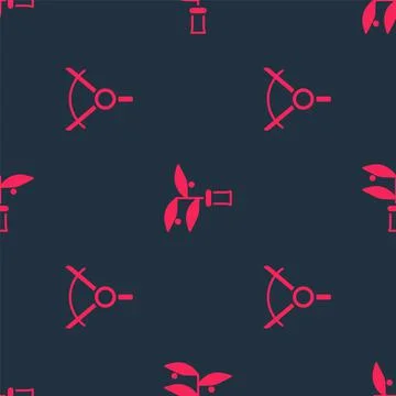 Set Drawing compass and Plant breeding on seamless pattern. Vector Stock Illustration