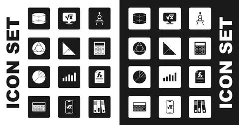 Set Drawing compass, Angle bisector of triangle, Triangle math, Geometric figure Stock Illustration