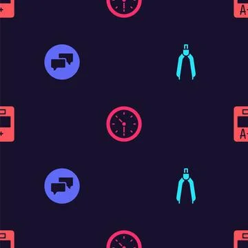 Set Drawing compass, Speech bubble chat, Clock and Exam sheet with A plus g.. 스톡 일러스트
