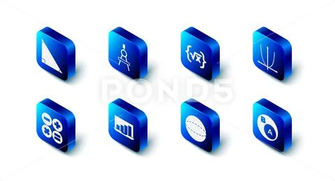 Set Drawing compass, Square root of x glyph, Graph, schedule, chart, diagram Illustrazione stock