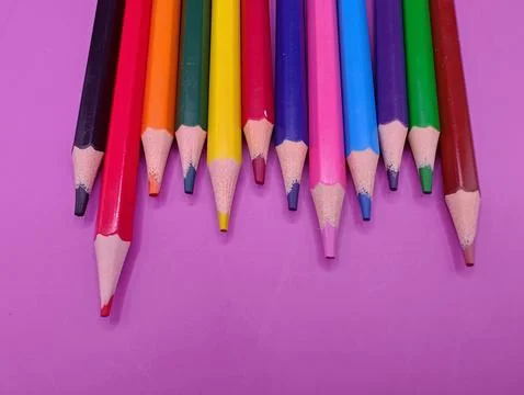 A set for drawing a composition of pencils on a bright background Foto stock