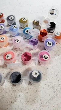 A set for drawing as a creative hobby. a set in numbers with a lot of bright Stock Photos