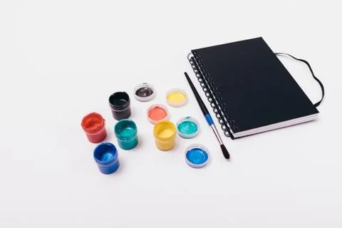 Set for drawing on white table Stock Photos