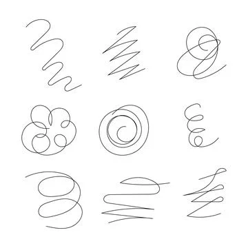 Set of drawings of different shapes on white background Stock Illustration