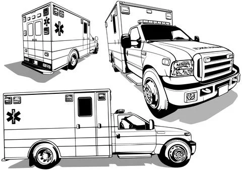 Set of Drawings with US Ambulance Stockillustratie
