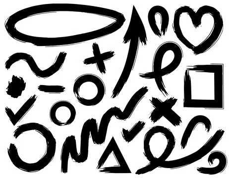 Set of drawn brushes vector, doodle illustration, handmade, elements for desi Illustrazione stock