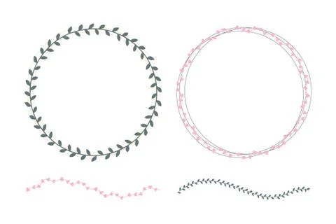 Set of drawn frames. Floral decorative round frames Illustrazione stock