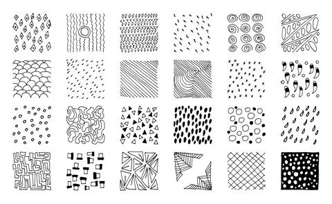 Set of drawn vector textures. Drawn with ink, pencil and brush. Various Stock Illustration