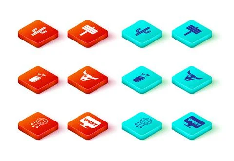 Set Dream catcher with feathers, Pointer to wild west, Quiver arrows, Buffalo Illustrazione stock