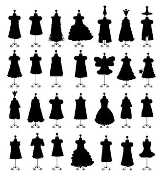 Set of dresses isolated on white background Stock Illustration