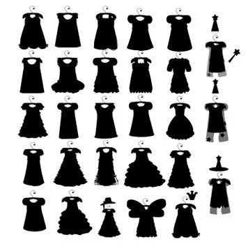 Set of dresses silhouette iseamless pattern Stock Illustration