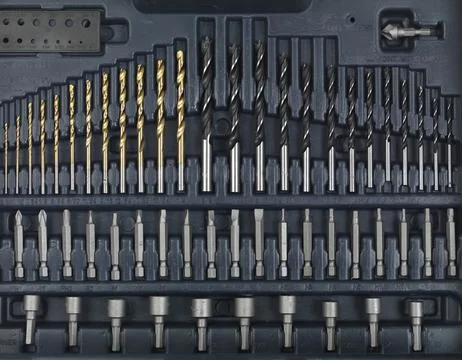 Set of drill and screwdriver bits Stock Photos