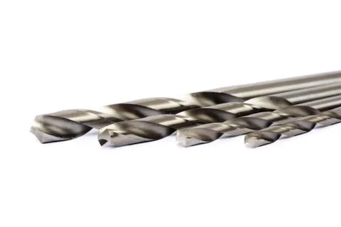 Set of drill bits isolated in white Stock Photos