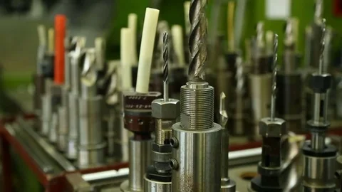 A set of drill bits for metal the workplace of the toolmaker Video stock 72926367