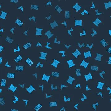 Set Drill machine, Paper scroll, and Air conditioner on seamless pattern. Vector Illustrazione stock