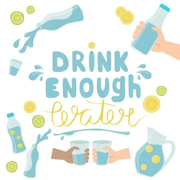 Set drink enough water Illustrazione stock