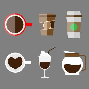 Set of drink, flat design-Vector Illustration Stock Illustration