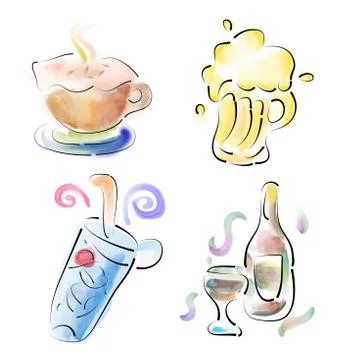 Set of drink Stock Illustration