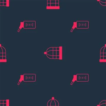 Set Drinker for small pets and Cage birds on seamless pattern. Vector Illustrazione stock